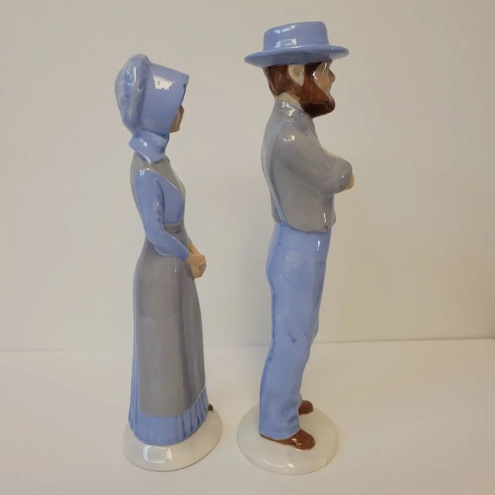 Vintage Amish Couple Figurines Ceramic Hand Painted 